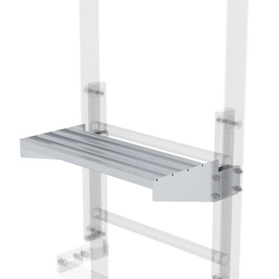 Ausstiegstritt f. Gebäudeaufstieg, Spaltmaß 250mm, B 520mm, Aluminium blank