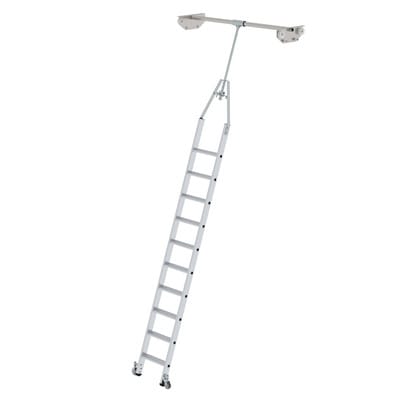 Regalleiter, 10 Stufen, drehbar, senkr. Einhängehöhe 3.530mm