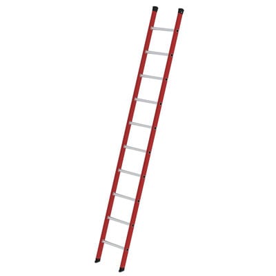 Anlegeleiter 10 Sprossen, GFK/Alu, L 3.050mm, B 420mm, AH 4.100mm