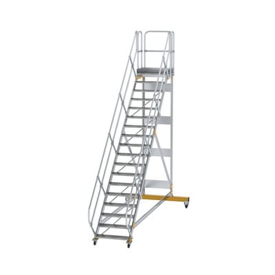 Plattformtreppe, fahrbar 18 Stu. 45° 3750mm Breite Stufen 800mm Anz.Lenkr. 2