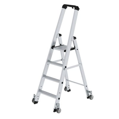 Stehleiter 4 Stufen, Aluminium, einseitig begehbar, H 1600mm, B 650mm