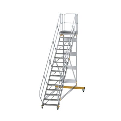 Plattformtreppe, fahrbar 17 Stu. 45° 3540mm Breite Stufen 800mm Anz.Lenkr. 2