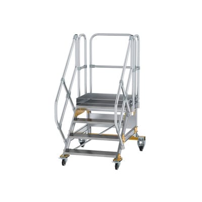 Plattformtreppe, fahrbar 4 Stu. 45° 830mm Breite Stufen 800mm Anz.Lenkr. 2
