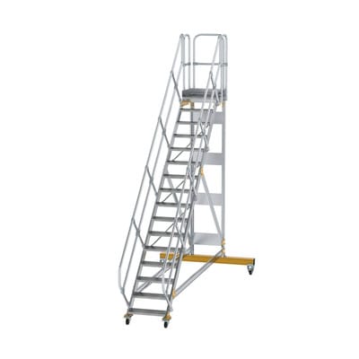 Plattformtreppe, fahrbar 16 Stu. 45° 3330mm Breite Stufen 600mm Anz.Lenkr. 2
