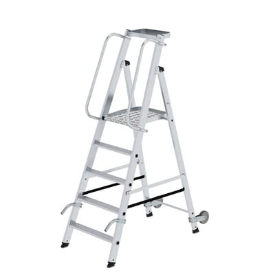 Stehleiter 5 Stufen, Aluminium, einseitig begehbar, H 1910mm, B 640mm