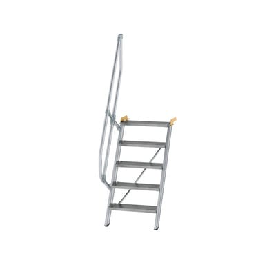 Alutreppe 5 Stufen, 60°, Breite 600mm, einseitiger Handlauf, Stufentiefe 200mm