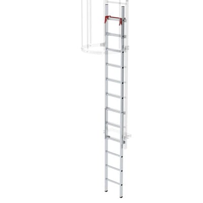 Notabstiegsleiter 12 Sprossen, Alu blank, automatische Auslösung über Hebel
