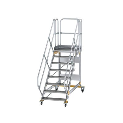 Plattformtreppe, fahrbar 8 Stu. 45° 1670mm Breite Stufen 800mm Anz.Lenkr. 2