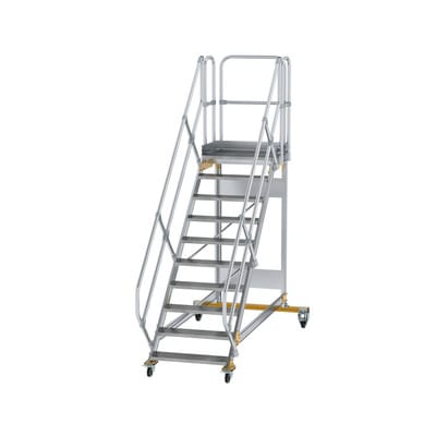 Plattformtreppe, fahrbar 10 Stu. 45° 2080mm Breite Stufen 800mm Anz.Lenkr. 2