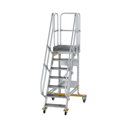 Plattformtreppe, fahrbar 7 Stu. 60° 1690mm Breite Stufen 600mm Anz.Lenkr. 2