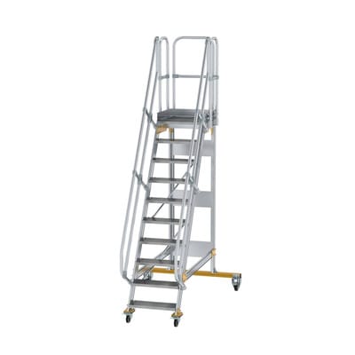 Plattformtreppe, fahrbar 10 Stu. 60° 2420mm Breite Stufen 600mm Anz.Lenkr. 2
