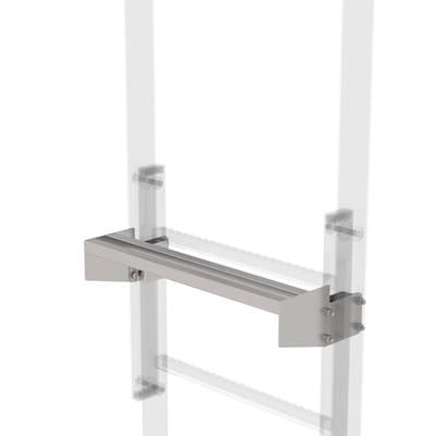 Ausstiegstritt f. Gebäudeaufstieg, Spaltmaß 150mm, B 520mm, Edelstahl natur