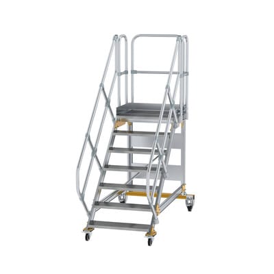 Plattformtreppe, fahrbar 7 Stu. 45° 1460mm Breite Stufen 800mm Anz.Lenkr. 2