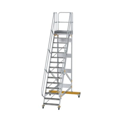 Plattformtreppe, fahrbar 15 Stu. 60° 3640mm Breite Stufen 800mm Anz.Lenkr. 2