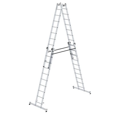 Stehleiter 4x10 Sprossen, Aluminium, höhenverstellbar