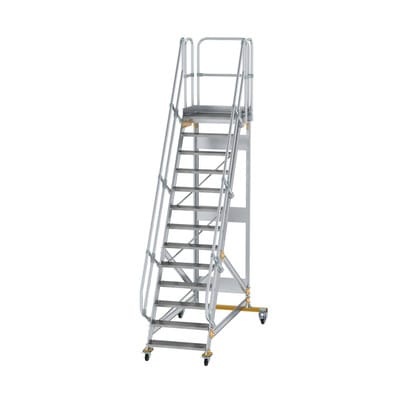 Plattformtreppe, fahrbar 13 Stu. 60° 3150mm Breite Stufen 800mm Anz.Lenkr. 2