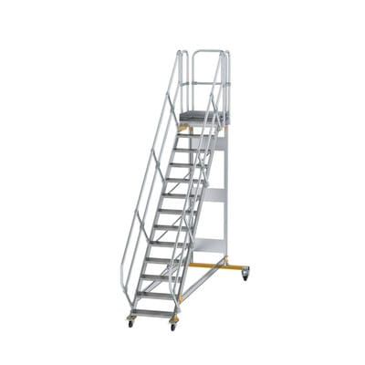 Plattformtreppe, fahrbar 13 Stu. 45° 2700mm Breite Stufen 600mm Anz.Lenkr. 2