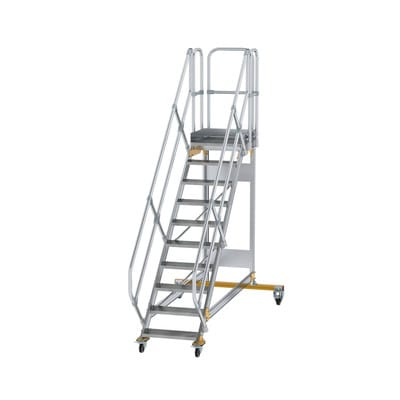 Plattformtreppe, fahrbar 10 Stu. 45° 2080mm Breite Stufen 600mm Anz.Lenkr. 2