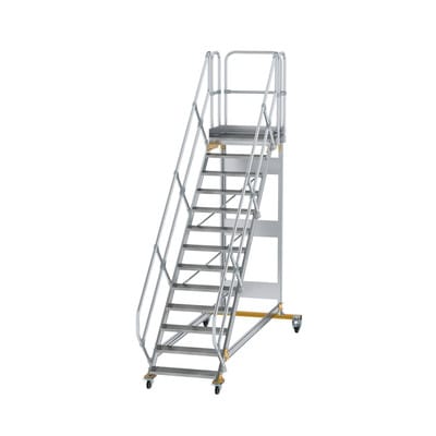 Plattformtreppe, fahrbar 13 Stu. 45° 2700mm Breite Stufen 800mm Anz.Lenkr. 2