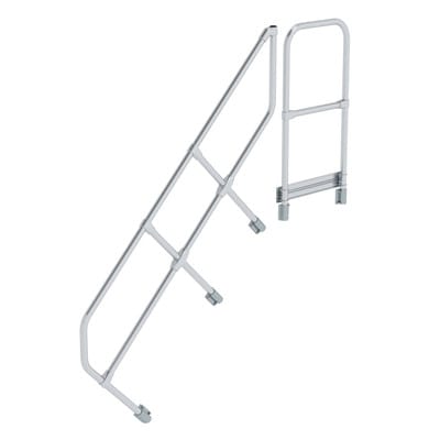 Handlauf Aluminium für Treppe 45° mit Plattform Stufenanzahl 6