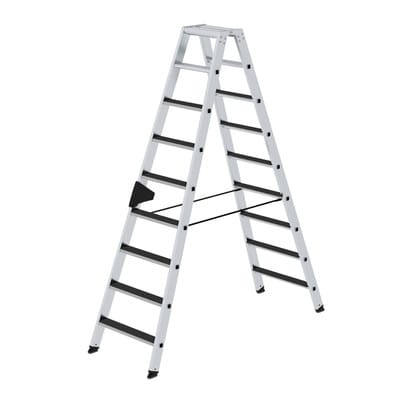 Stehleiter clip-step 2x9 Stufen, Aluminium, beidseitig begehbar, H2100mm B610mm