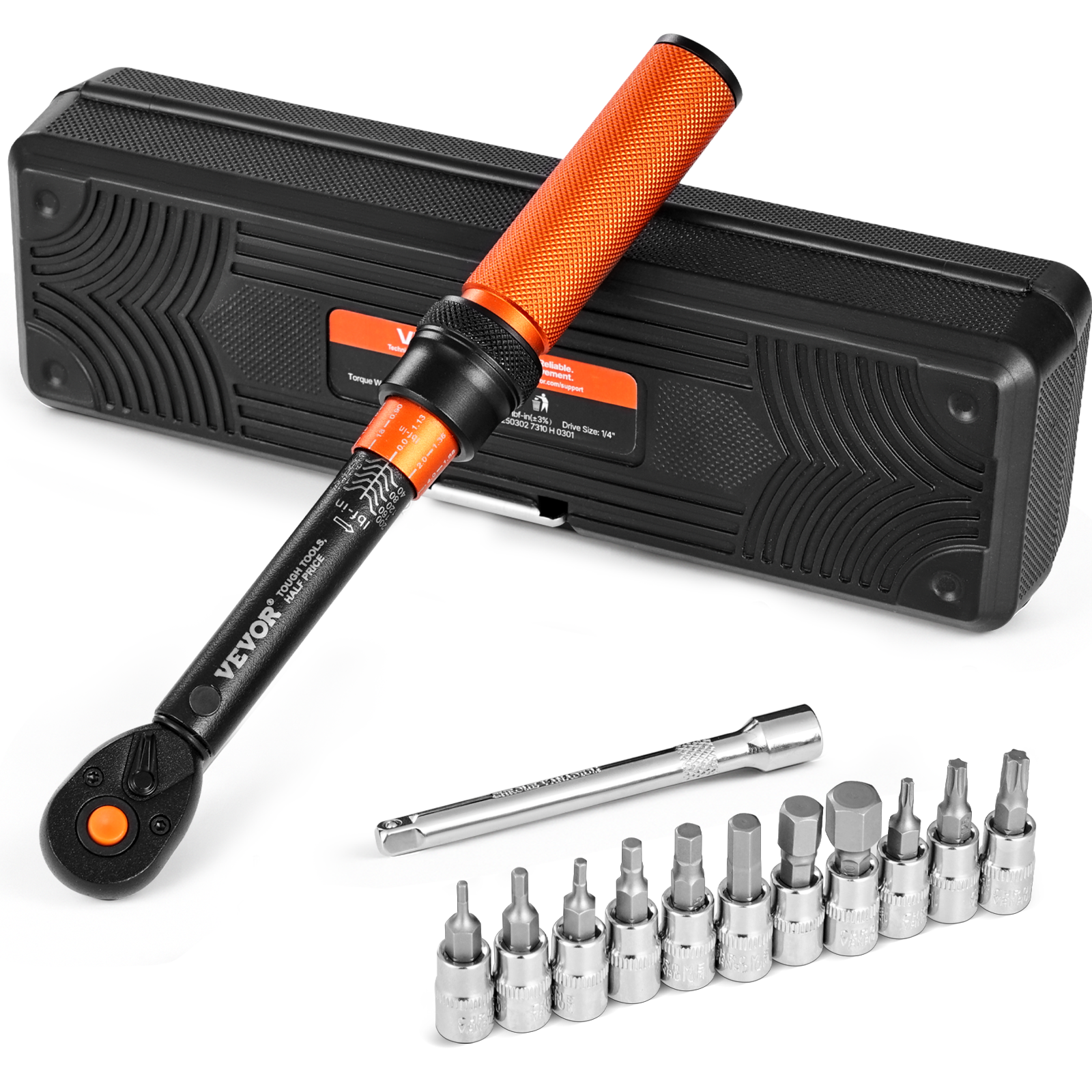 Vevor Klick-drehmomentschlüssel Set Mit1/4 Zoll Antrieb 2,3–22,6 N.m, Zweiwege-drehmomentschlüssel-set Mit Zweibereichsskalen, 72 Zähne ±3 % Hohe Präzision Legierter Stahl Für Autoreparatur