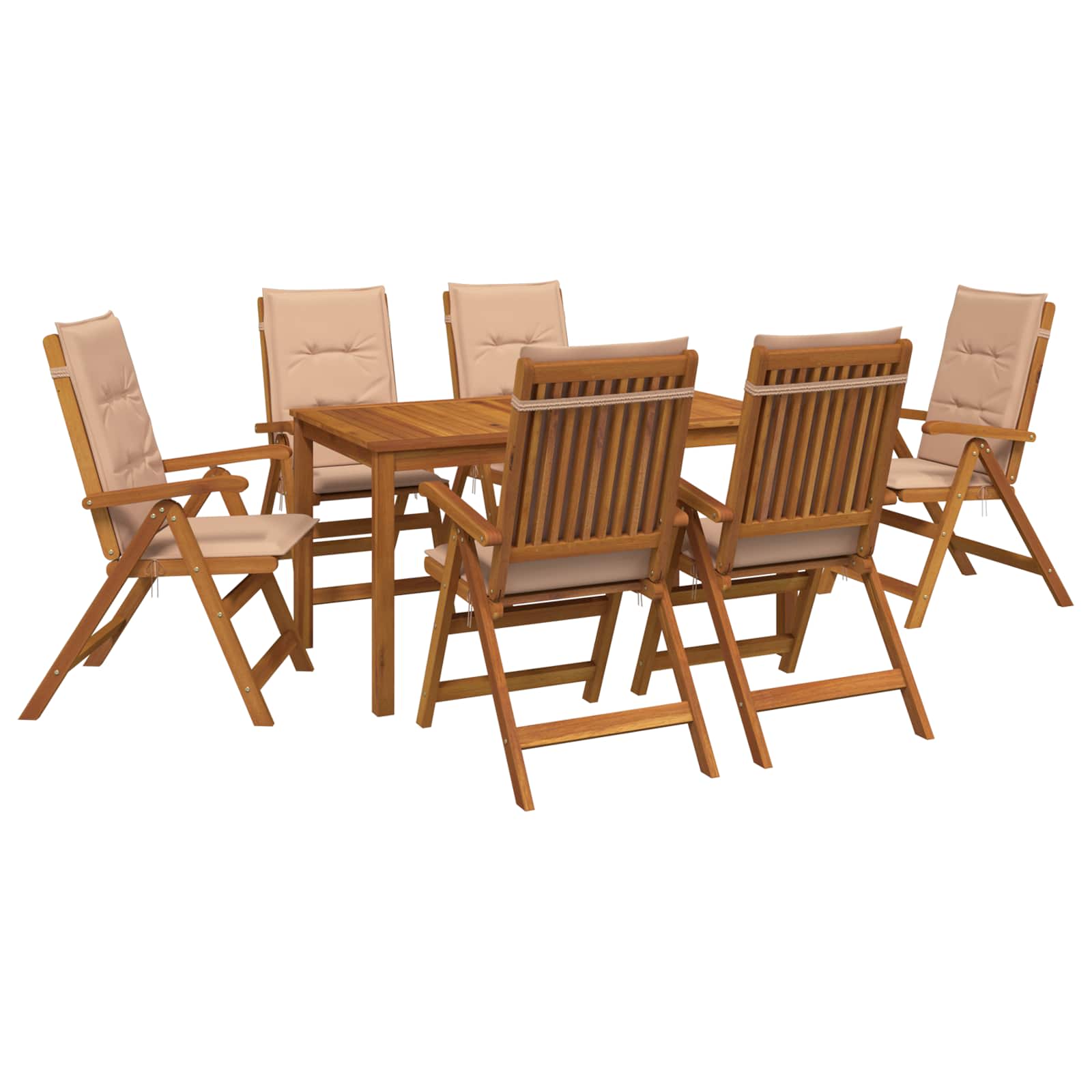 7-piece Garden Dining Set Natur Massivholz Akazie Vidaxl