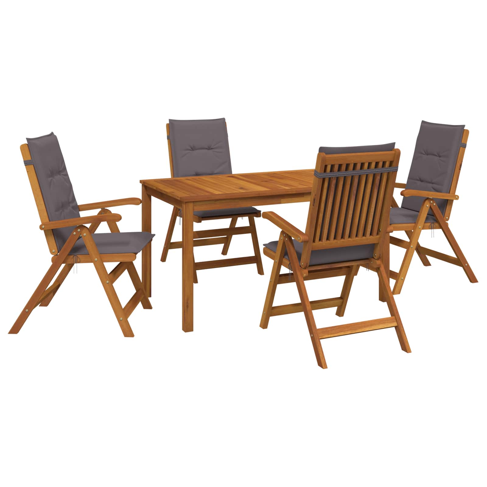 5-piece Garden Dining Set Natur Massivholz Akazie Vidaxl