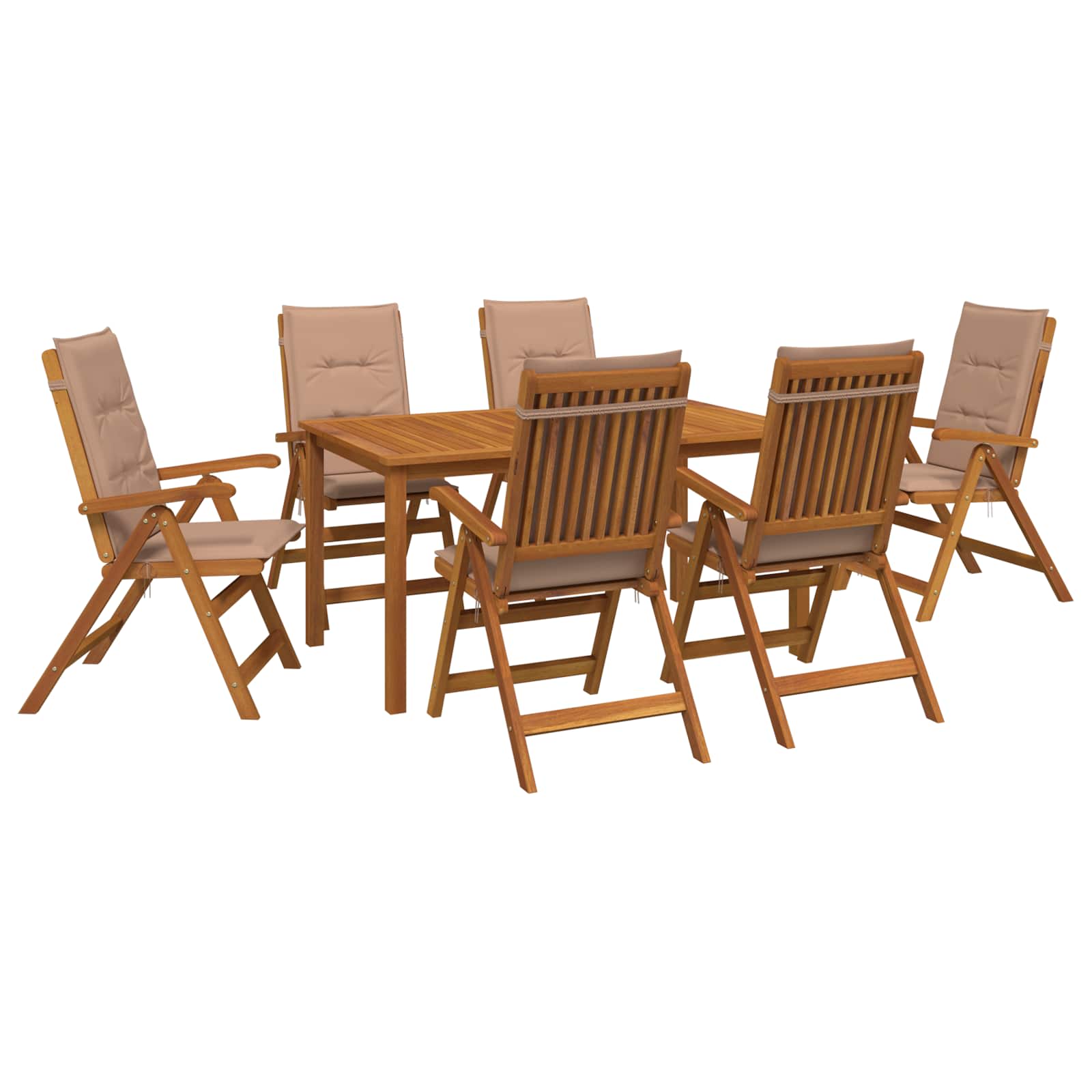 7-teiliges Garten Essset 6-sitzer Natur Massivholz Akazie Vidaxl