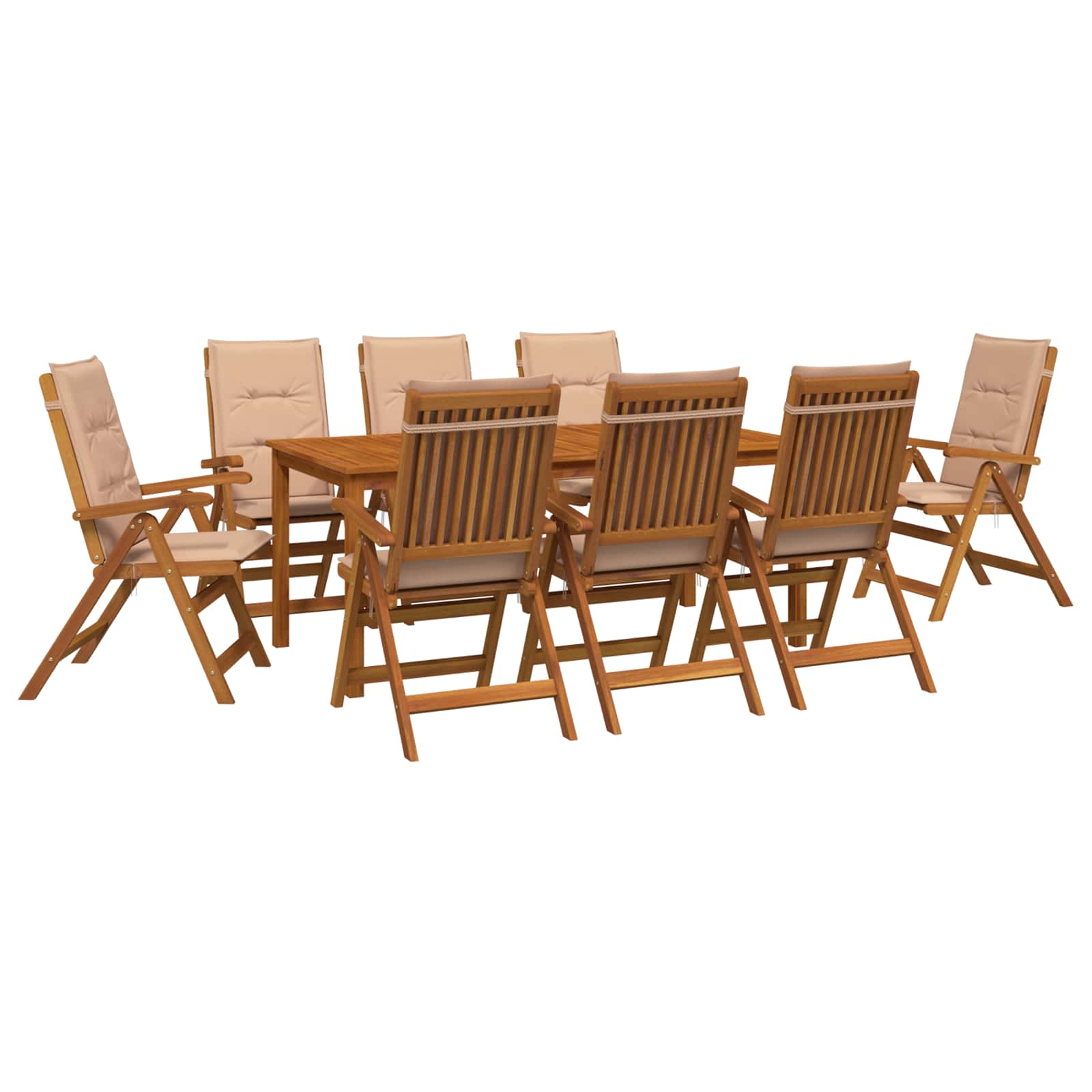 9-teilige Garten-essgruppe 8-sitzer Natur Massivholz Akazie Vidaxl