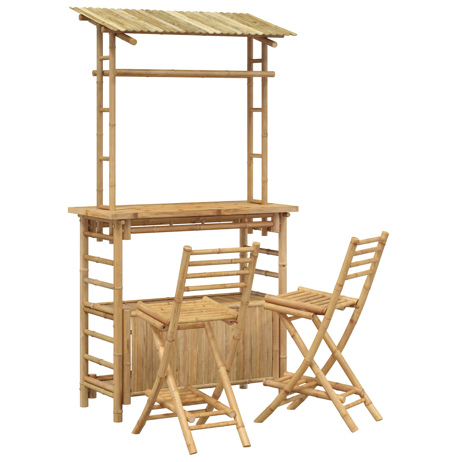 Outdoor-bartisch Und Barhocker 3 Stk. Natur Bambus Vidaxl