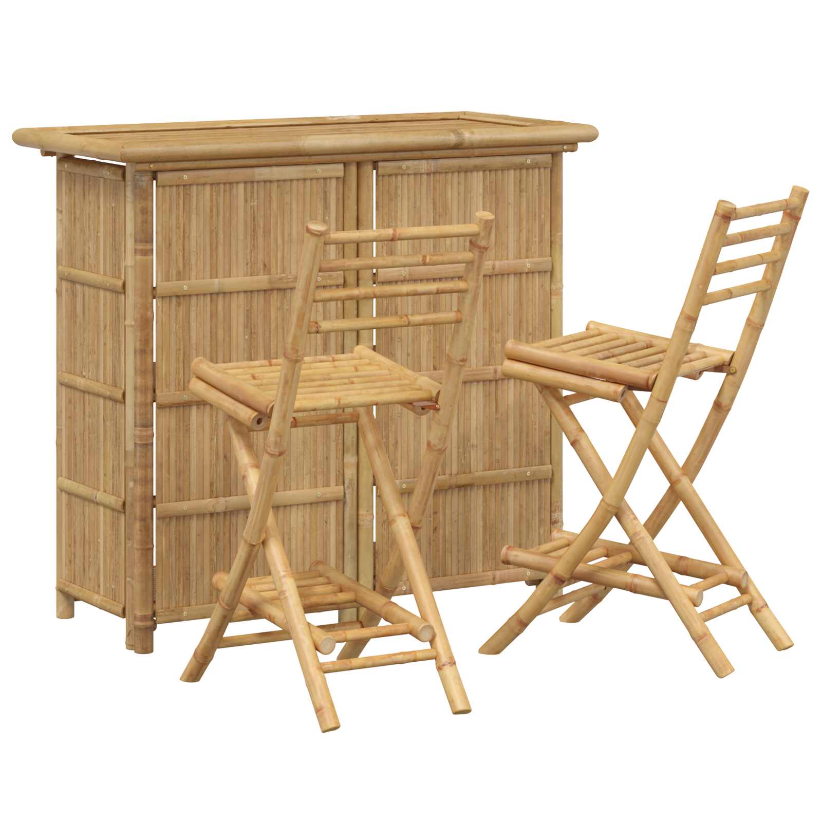 Outdoor Bar Tisch Und Hocker 3 Stk. Natur Bambus Vidaxl