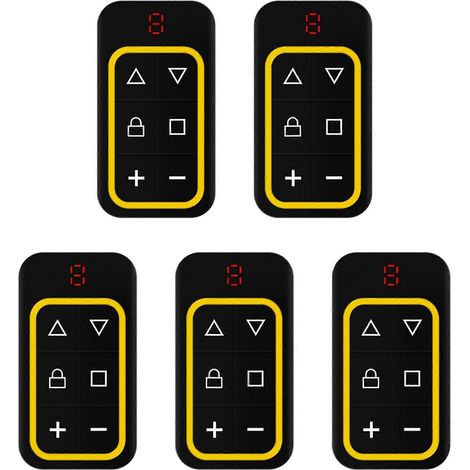 Cinq Télécommandes De Porte De Garage Multifréquences À 8 Canaux, Copie De Télécommande Radiofréquence 270-868 Mhz, Détection Automatique Jaune.