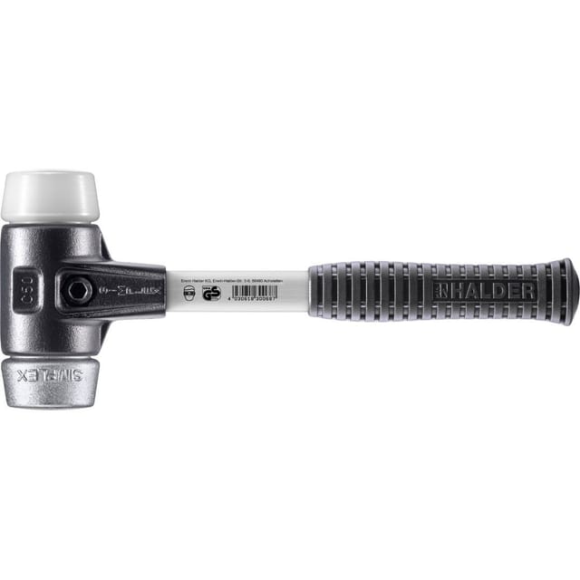 SIMPLEX-Schonhammer, Superplastik / Weichmetall, mit verstärktem Tempergussgehäuse und Fiberglasstiel | D=50 mm | 3779.050