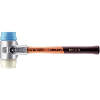SIMPLEX-Schonhammer, TPE-soft / Nylon, mit Aluminiumgehäuse und hochwertigem Holzstiel | D=60 mm | 3118.060
