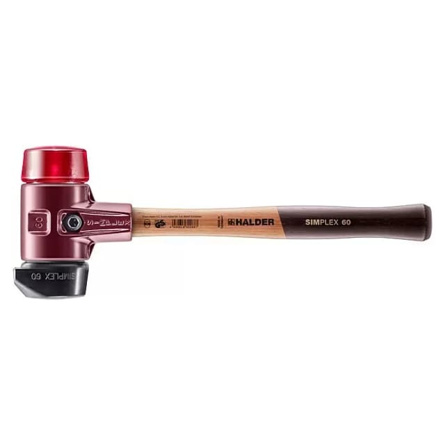 SIMPLEX-Schonhammer, Gummikomposition, mit Standfuß / Plastik, mit Tempergussgehäuse und hochwertigem Holzstiel | D=60 mm | 3026.260