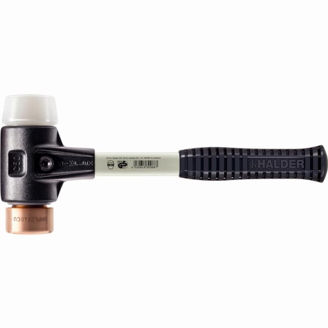 SIMPLEX-Schonhammer, Kupfer / Superplastik, mit verstärktem Tempergussgehäuse und Fiberglasstiel | D=40 mm | 3747.040