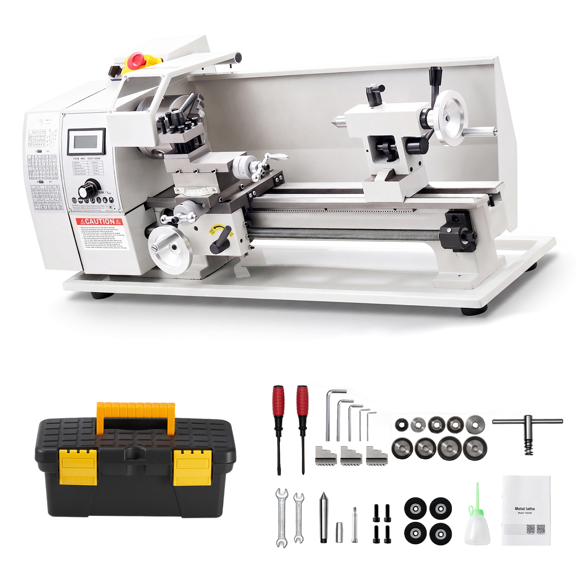 Mophorn Metalldrehmaschine 220 X 402 Mm, 650 W Für Metallbearbeitung, Mit Einstellbarer Drehzahl Bis 2500 U/min, Sicherheits-not-aus, 14 Metrische Gewinde 0,3-3 Mm Und 10-zöllige Gewinde 10-44 Tpi