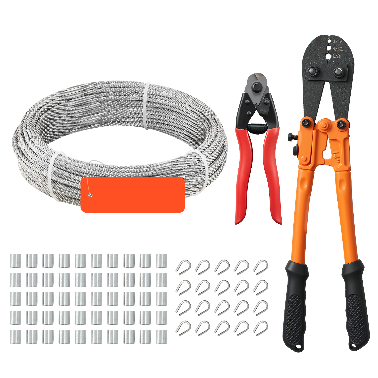 Mophorn Edelstahldrahtseil Φ3,2 Mm 304,8 M Länge, Drahtseil Aus Edelstahl 304 Mit Einer Bruchlast Von 7,1 Kn, 7x7 Litzen, Stahlseil Für Geländer Und Gartenspaliere, Inkl. Crimpzange