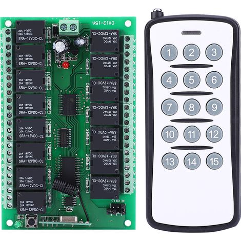 Télécommande Sans Fil 12v Dc 15 Canaux Relais Récepteur Émetteur Interrupteur À Distance Pour Portail, Éclairage, Moteur, Boîtier De Commande