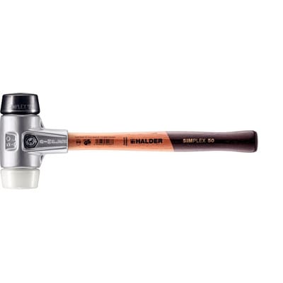 SIMPLEX-Schonhammer, Gummikomposition / Superplastik, mit Aluminiumgehäuse und hochwertigem Holzstiel | D=50 mm | 3127.050