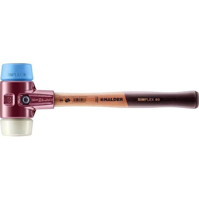 SIMPLEX-Schonhammer, TPE-soft / Nylon, mit Tempergussgehäuse und hochwertigem Holzstiel | D=60 mm | 3018.060