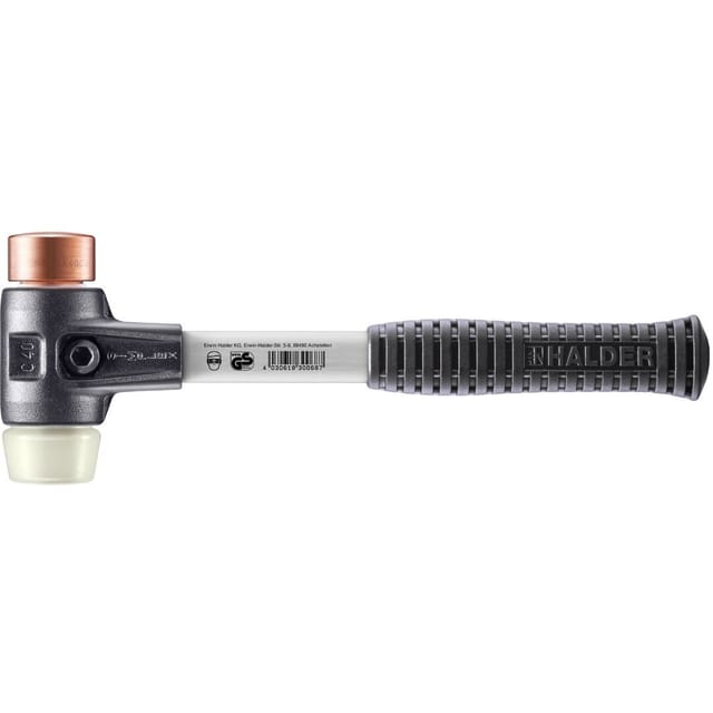 SIMPLEX-Schonhammer, Kupfer / Nylon, mit verstärktem Tempergussgehäuse und Fiberglasstiel | D=40 mm | 3748.040