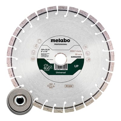 Set: 1xDiamanttrennscheibe 230x22,23mm, "UP" +1xQuickspannmutter M 14 (628583000)
