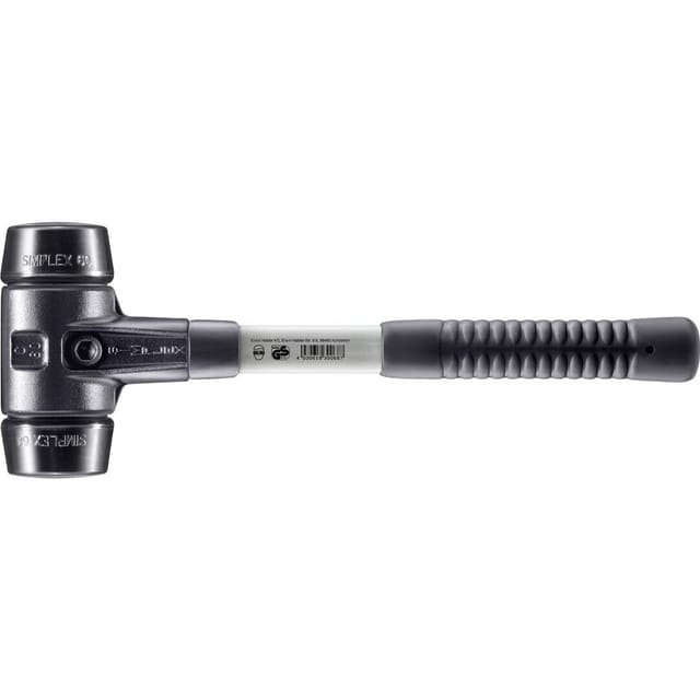 SIMPLEX-Schonhammer, Gummikomposition, mit verstärktem Tempergussgehäuse und Fiberglasstiel | D=60 mm | 3702.060