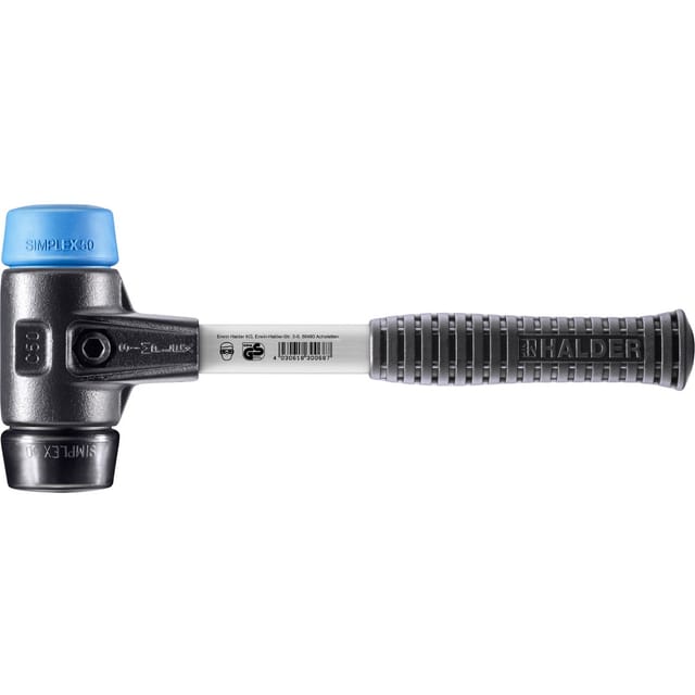 SIMPLEX-Schonhammer, TPE-soft / Gummikomposition, mit verstärktem Tempergussgehäuse und Fiberglasstiel | D=50 mm | 3712.050