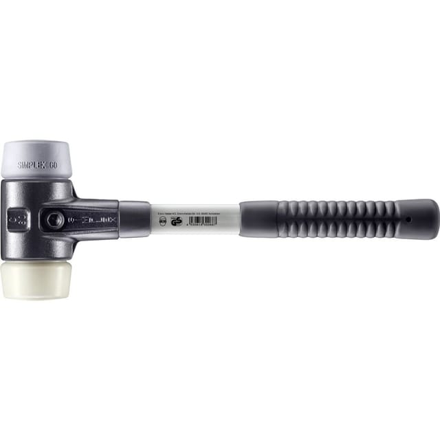 SIMPLEX-Schonhammer, TPE-mid / Nylon, mit verstärktem Tempergussgehäuse und Fiberglasstiel | D=60 mm | 3738.060