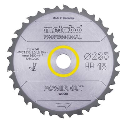 Sägeblatt "power cut wood - professional" ø235x2,6/1,8x30, Z18 FZ/FA 10°
