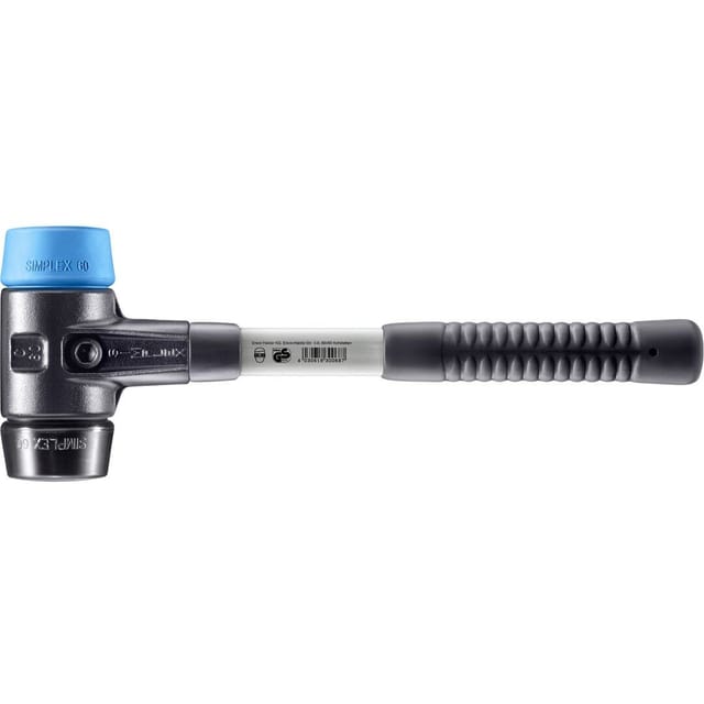 SIMPLEX-Schonhammer, TPE-soft / Gummikomposition, mit verstärktem Tempergussgehäuse und Fiberglasstiel | D=60 mm | 3712.060