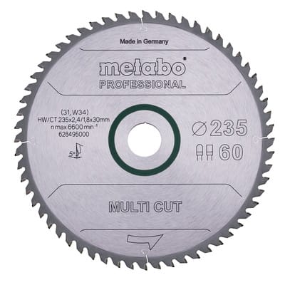 Sägeblatt "multi cut - professional" ø235x2,4/1,8x30, Z60 FZ/TZ 5° 628495000